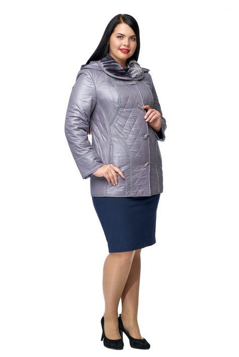 Куртка женская из текстиля с капюшоном, отделка искусственный мех 8011788