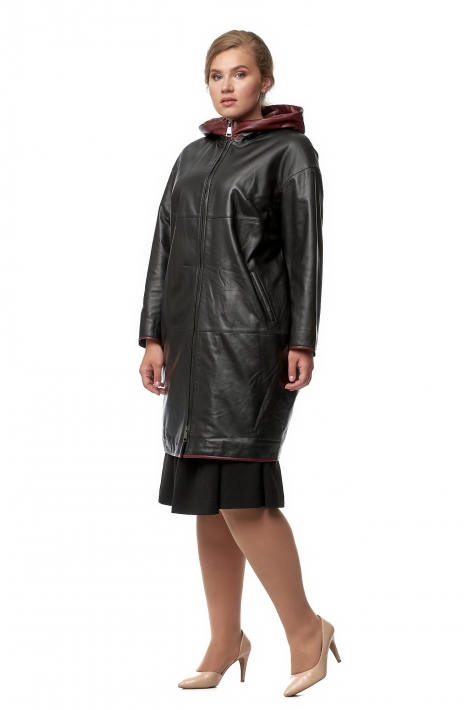 Женское кожаное пальто из натуральной кожи с капюшоном 8016850