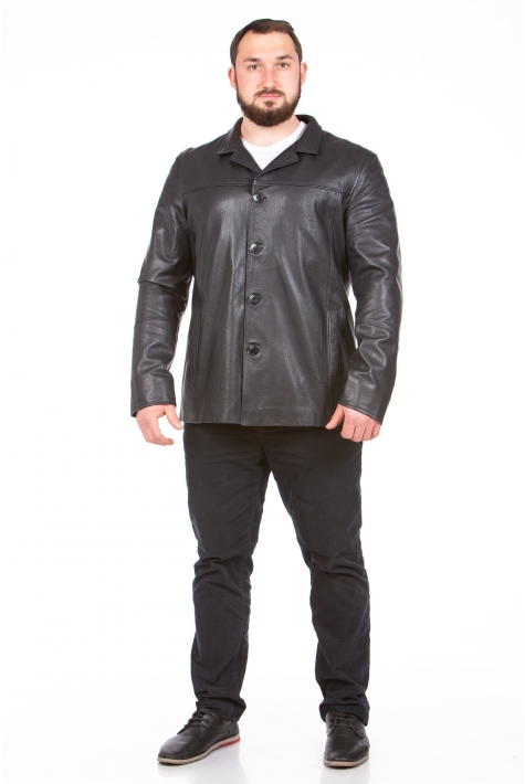 Мужская кожаная куртка из натуральной кожи с воротником 8023122